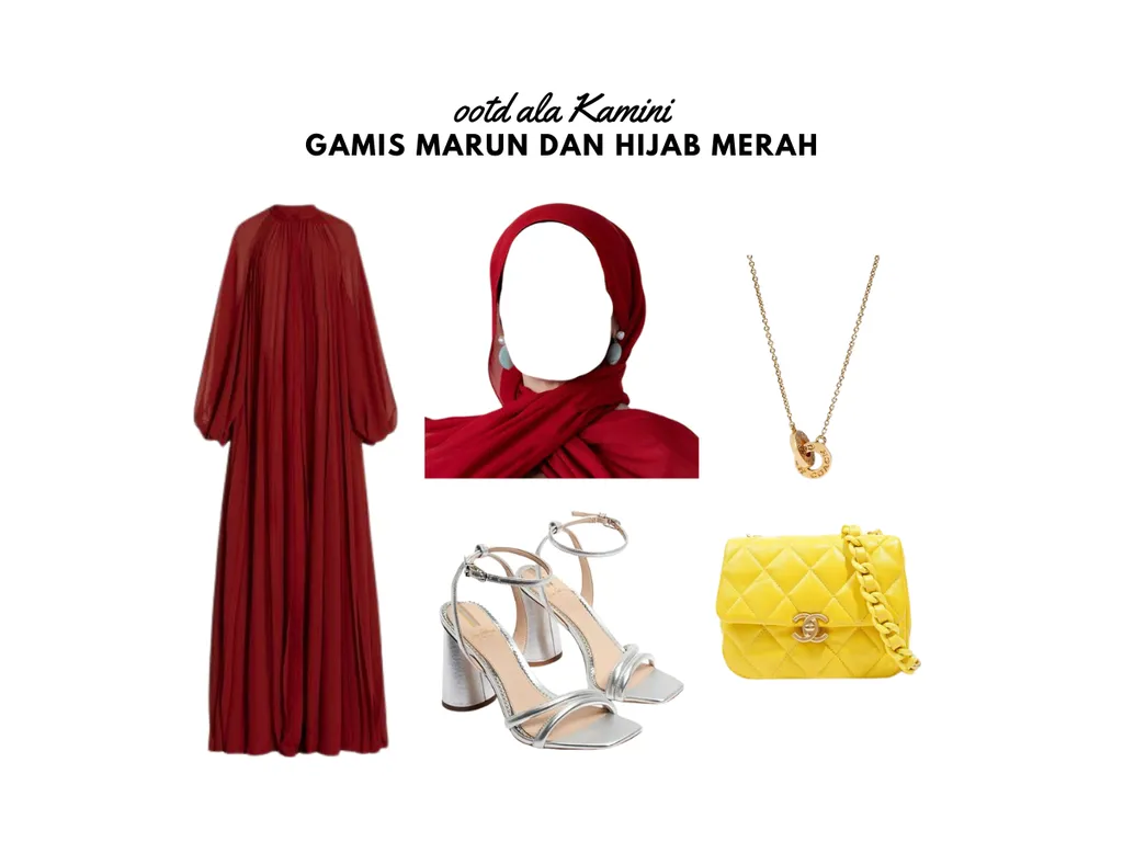Gamis Marun dan Hijab Merah_