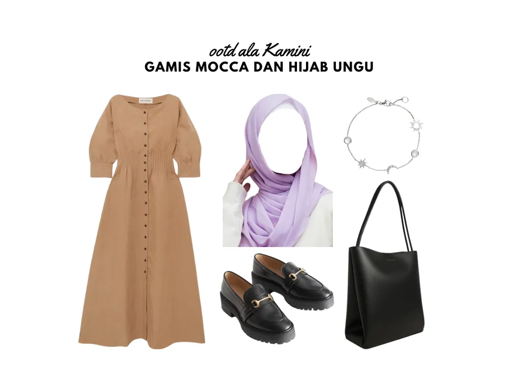 Gamis Mocca dan Hijab Ungu_