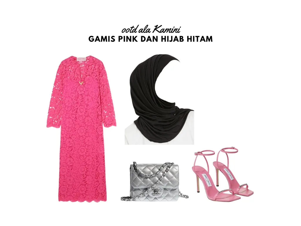 Gamis Pink dan Hijab Hitam_