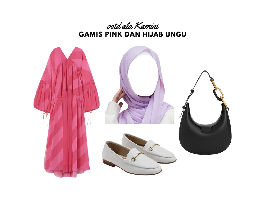 Gamis Pink dan Hijab Ungu_
