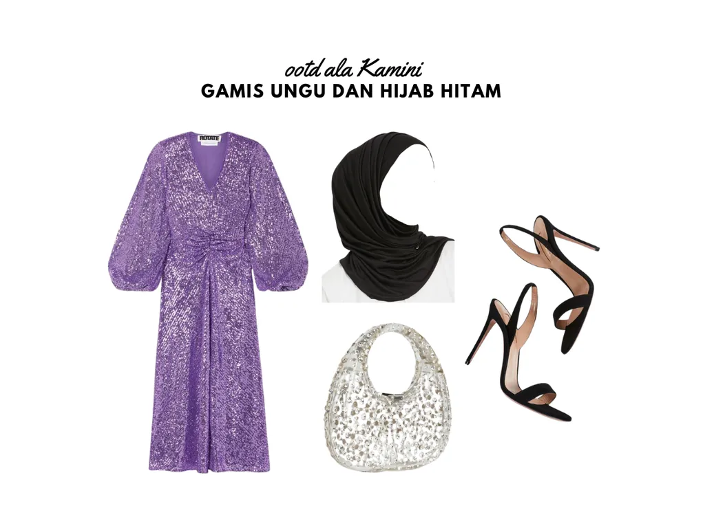 Gamis Ungu dan Hijab Hitam_