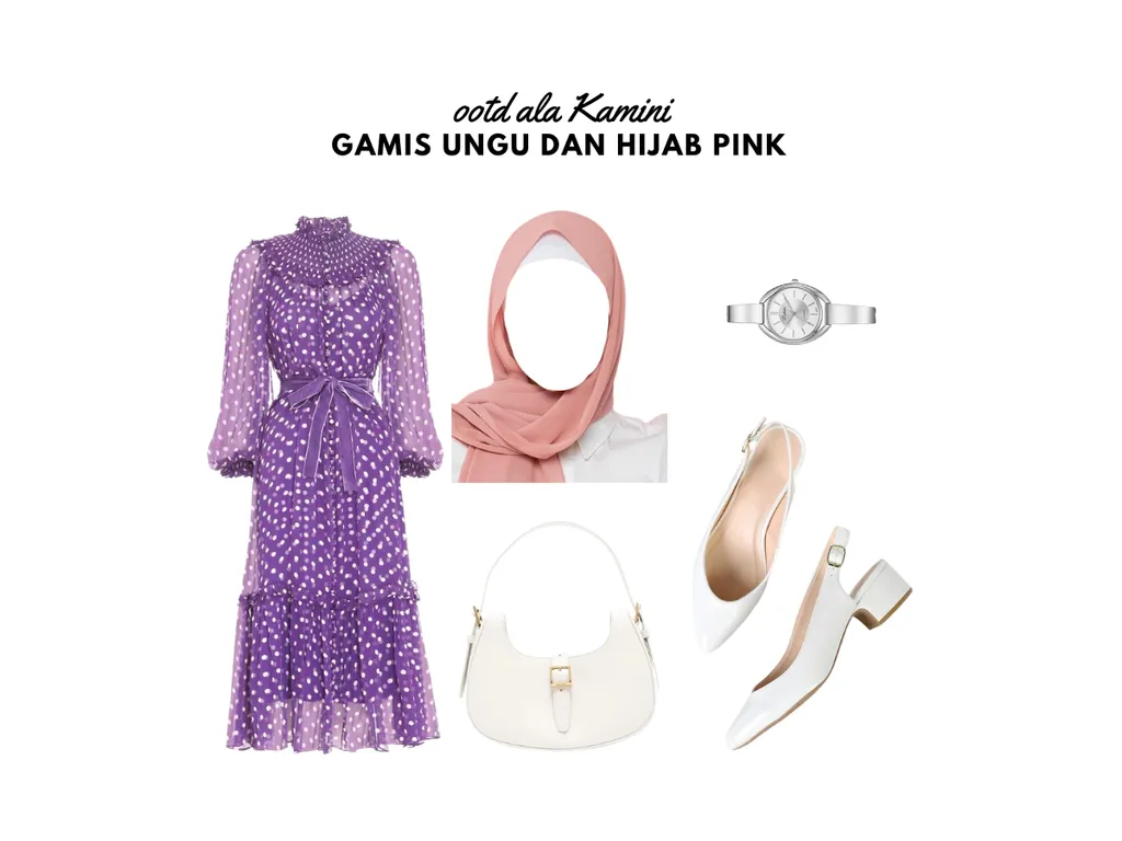 Gamis Ungu dan Hijab Pink_