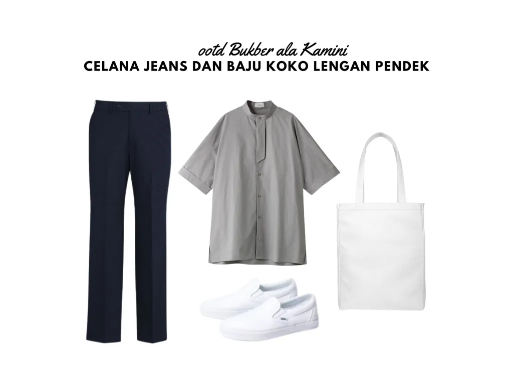 OOTD Buka Bersama Pria - Celana Jeans dan Baju Koko Lengan Pendek_