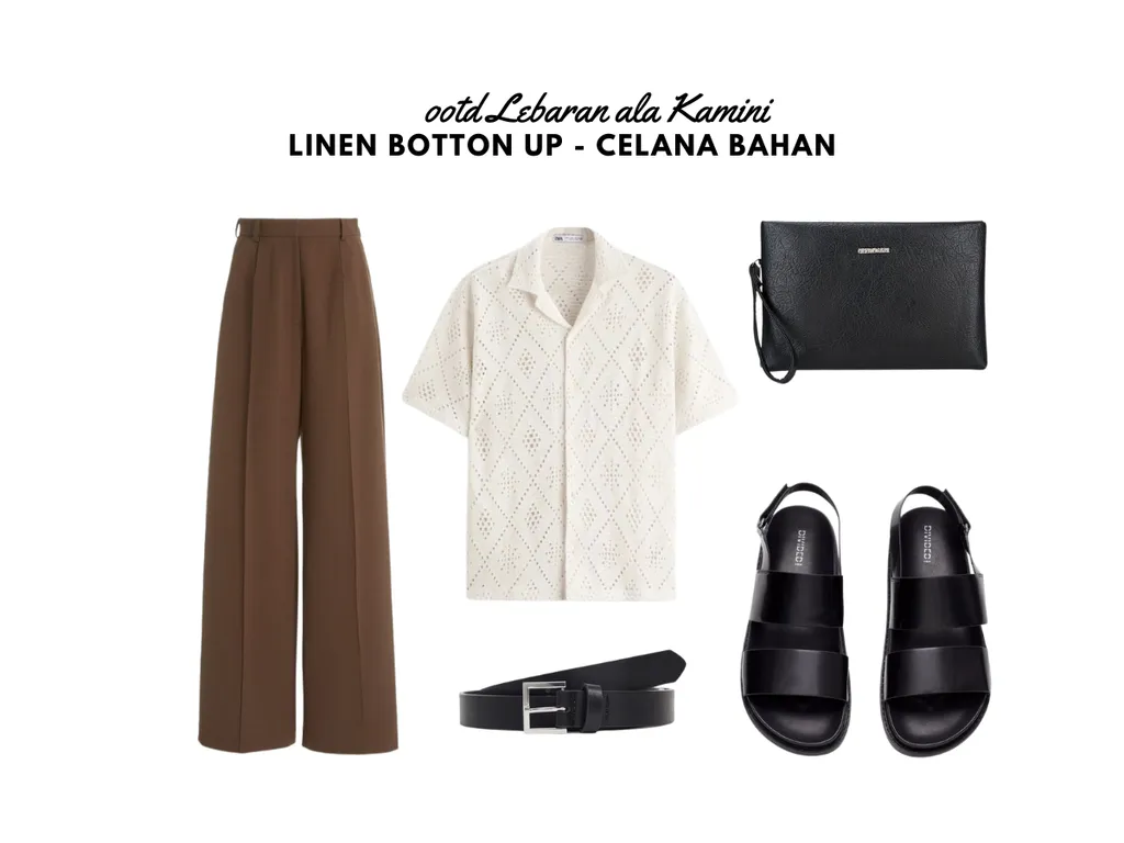 OOTD Lebaran Pria - Linen Bottom Up dan Celana Bahan_