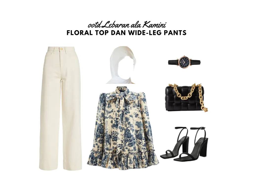 OOTD Lebaran Remaja - Floral Top dan Wide-Leg Pants_