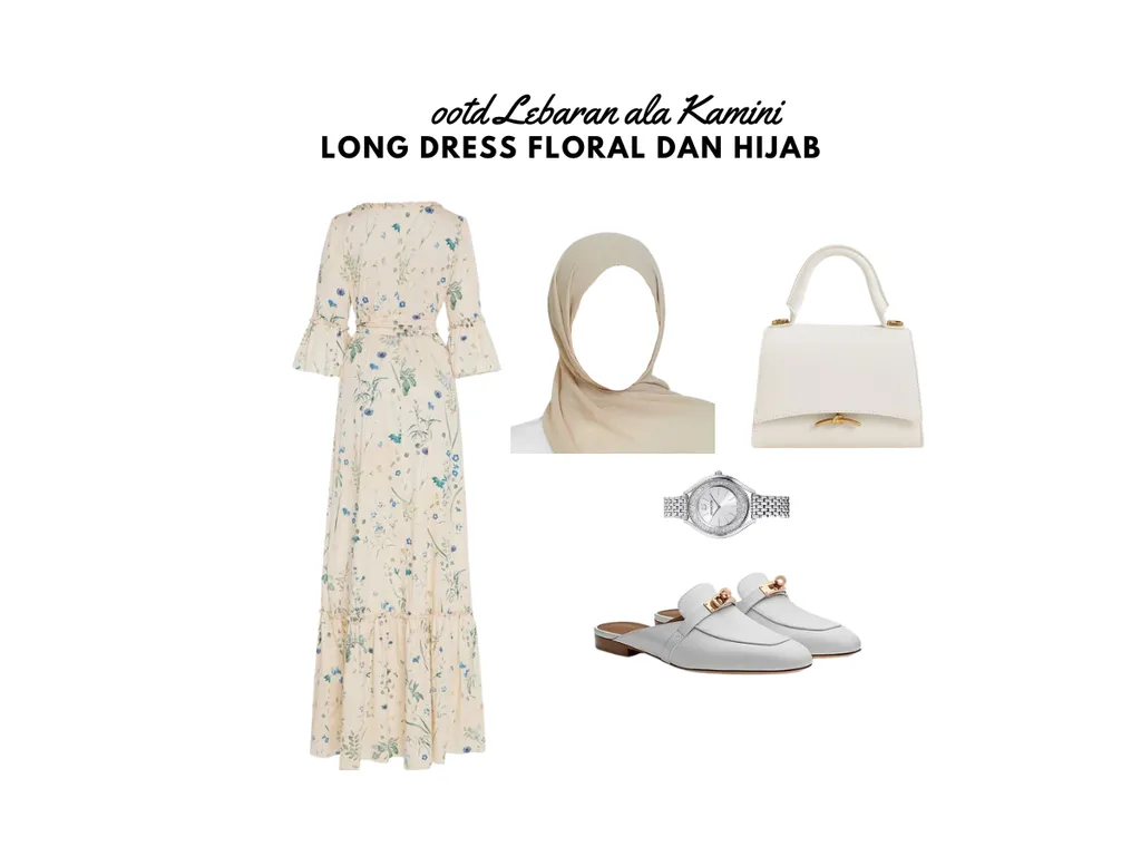 OOTD Lebaran Remaja - Long Dress Floral dan Hijab_