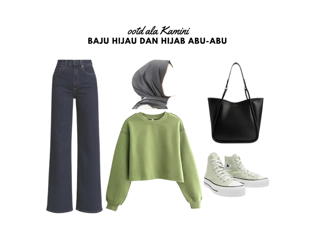 Baju Hijau dan Hijab Abu-Abu_