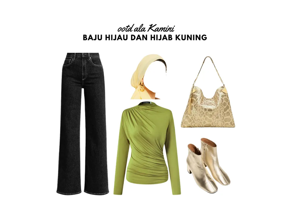 Baju Hijau dan Hijab Kuning_