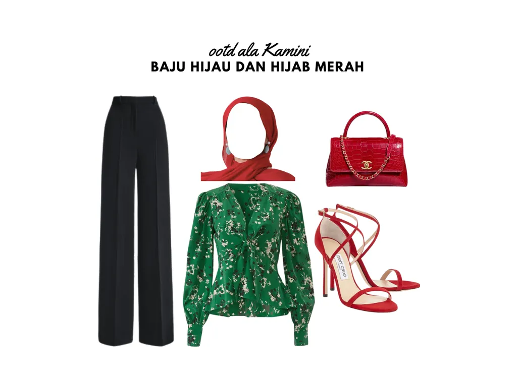 Baju Hijau dan Hijab Merah_