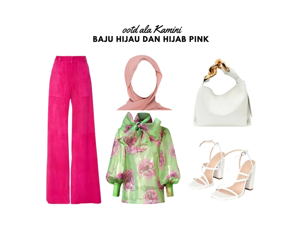 Baju Hijau dan Hijab Pink_