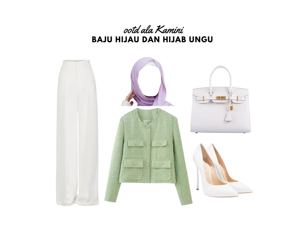 Baju Hijau dan Hijab Ungu_