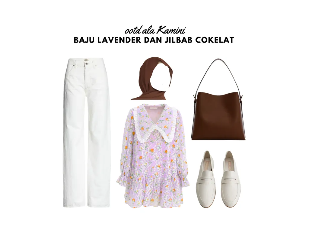 Baju Lavender dan Jilbab Cokelat_