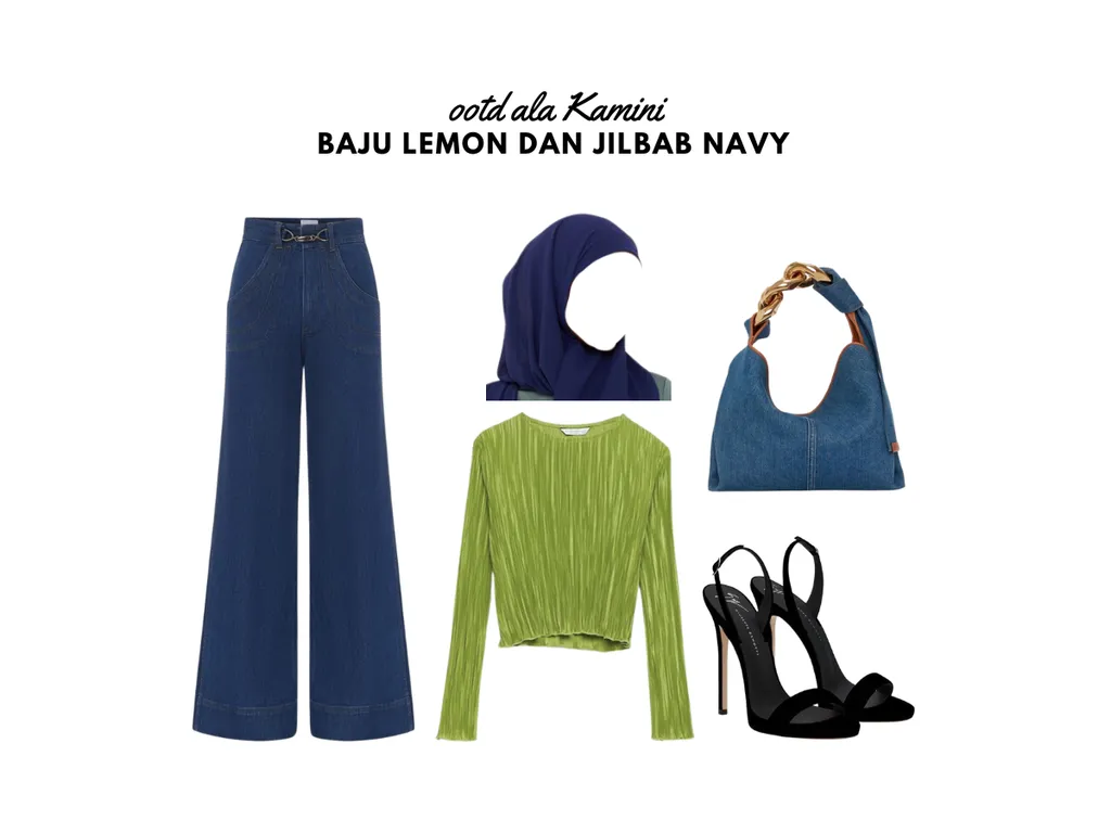 Baju Lemon dan Jilbab Navy_