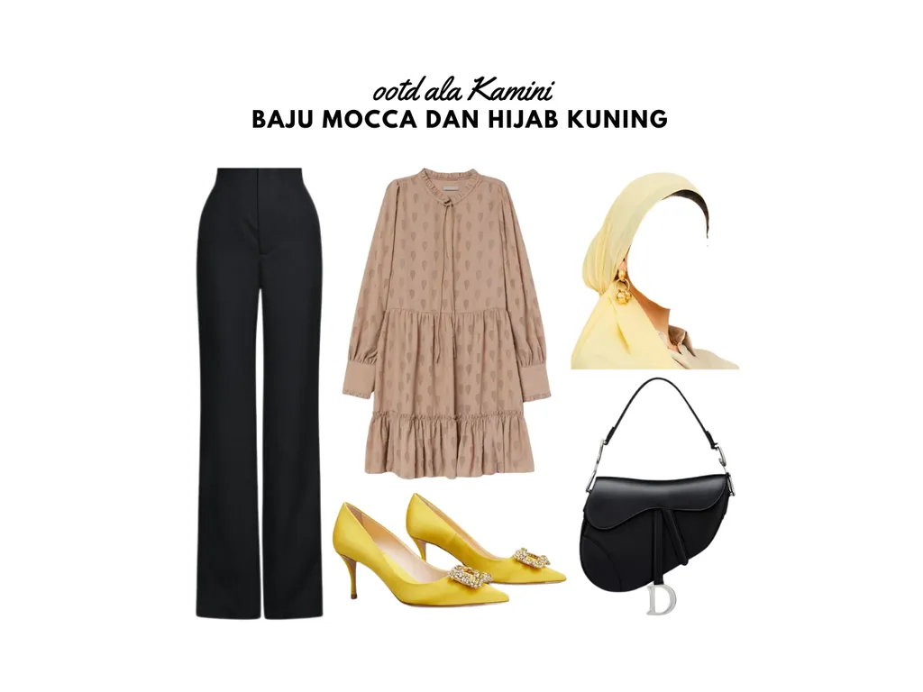 Baju Mocca dan Hijab Kuning_