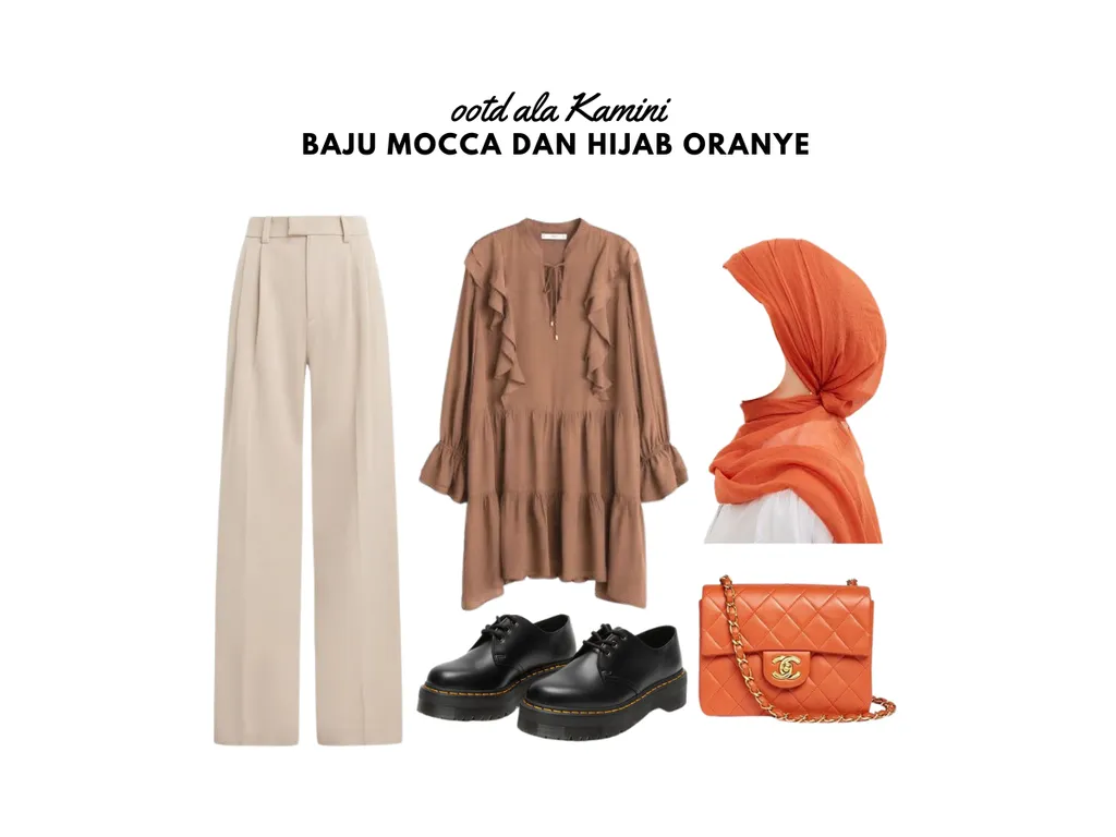 Baju Mocca dan Hijab Oranye_
