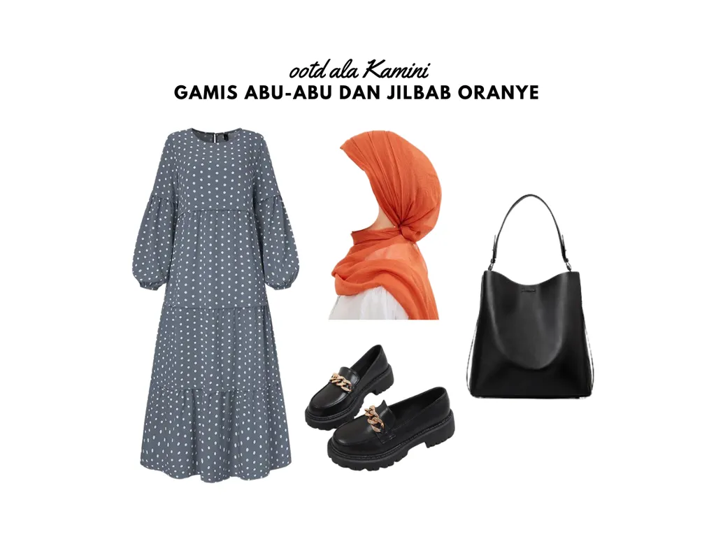 Gamis Abu-Abu dan Jilbab Oranye_