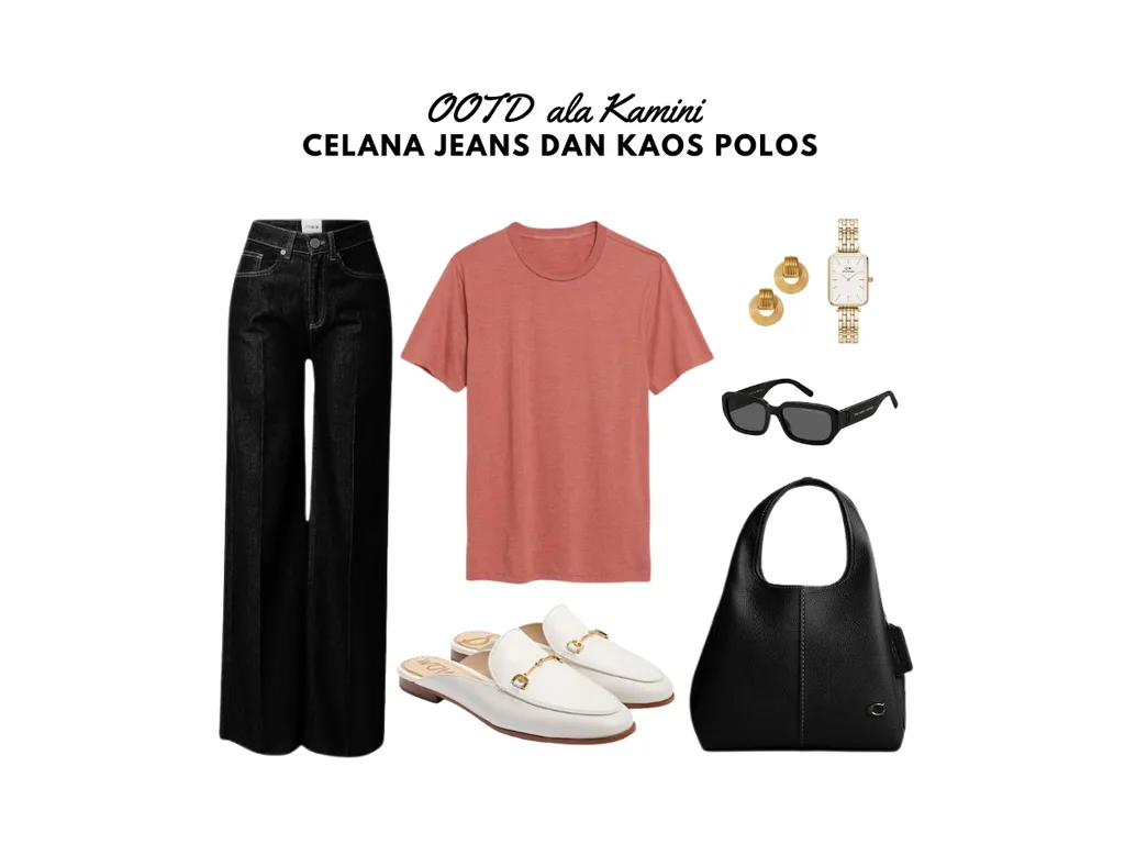 OOTD Celana Jeans dan Kaos Polos_