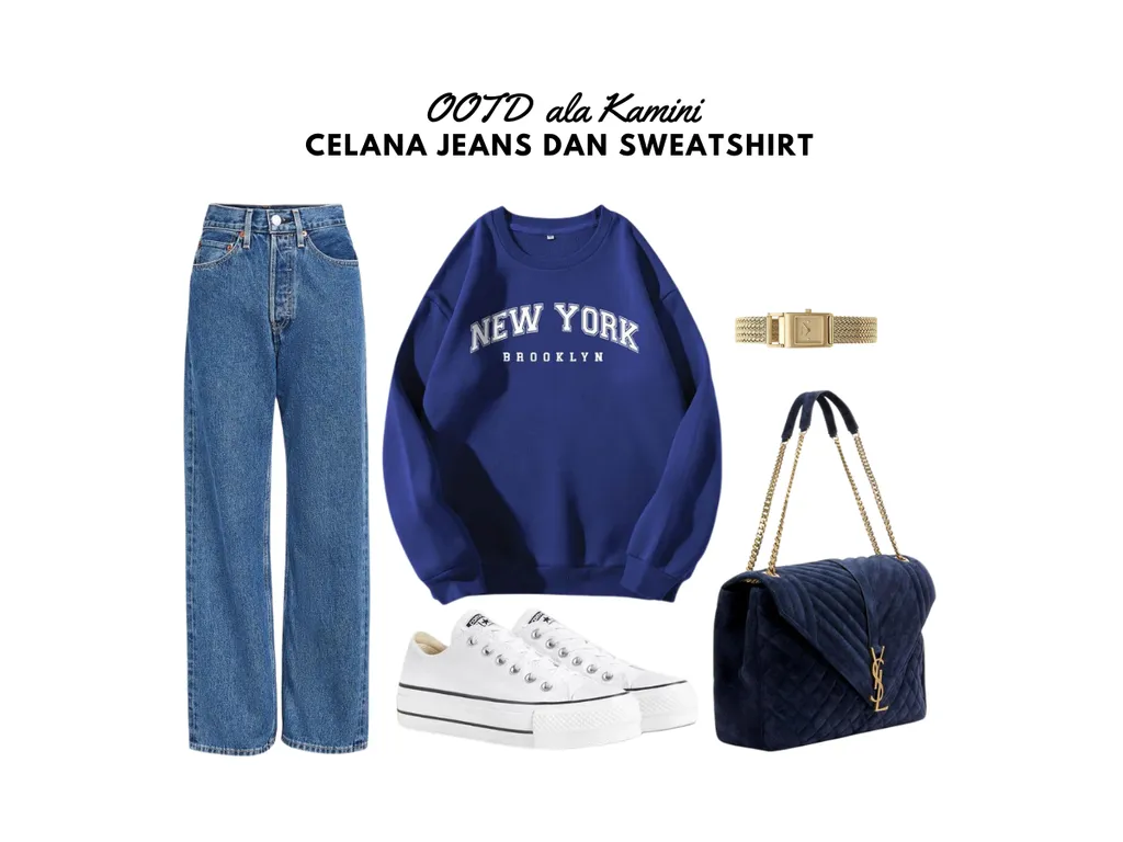 OOTD Celana Jeans dan Sweatshirt_