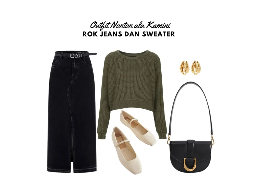 Outfit Nonton Bioskop - Rok Jeans dan Sweater_