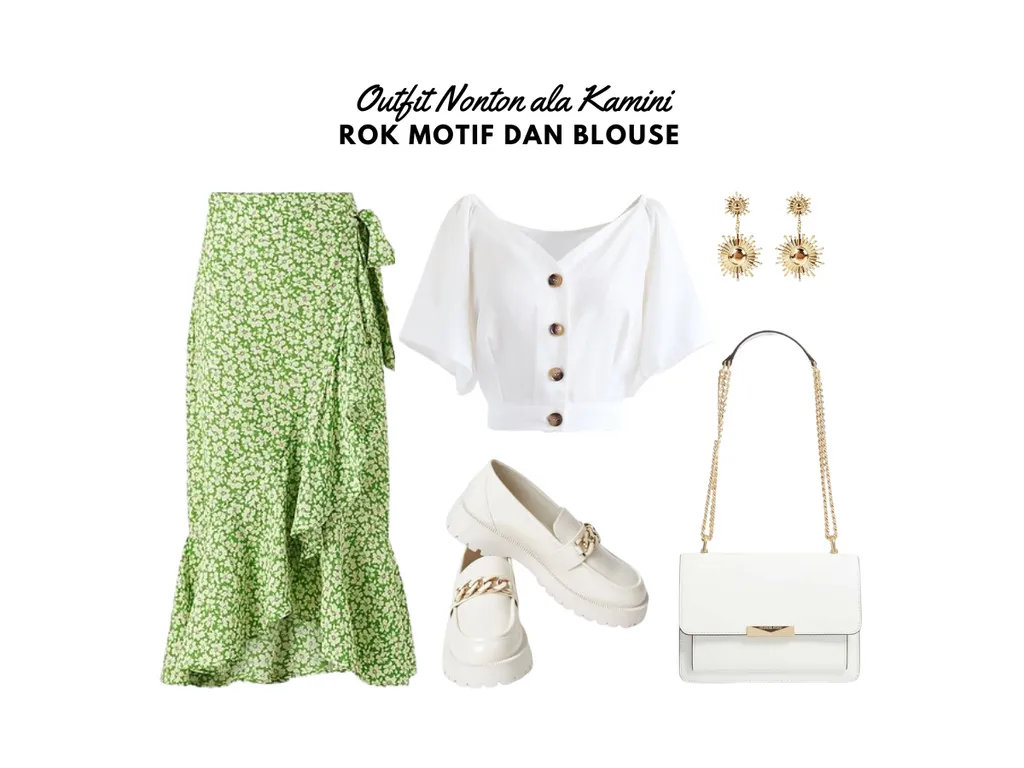 Outfit Nonton Bioskop - Rok Motif dan Blouse_