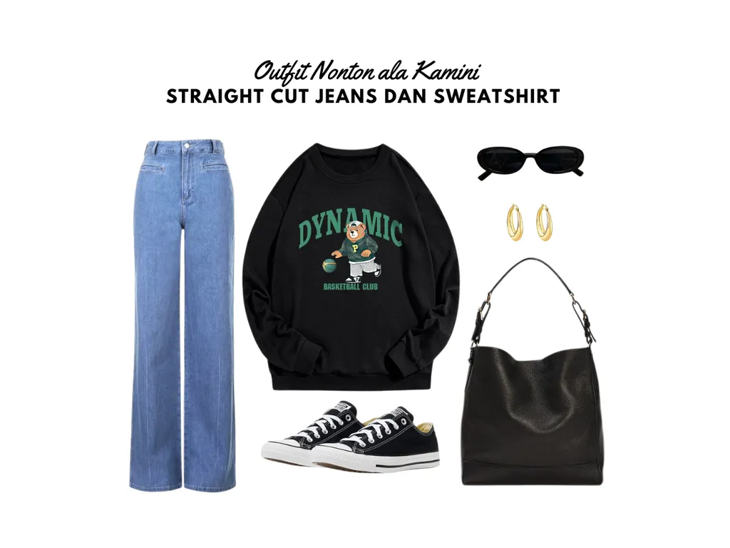 Outfit Nonton Bioskop - Straight Cut Jeans dan Sweatshirt_
