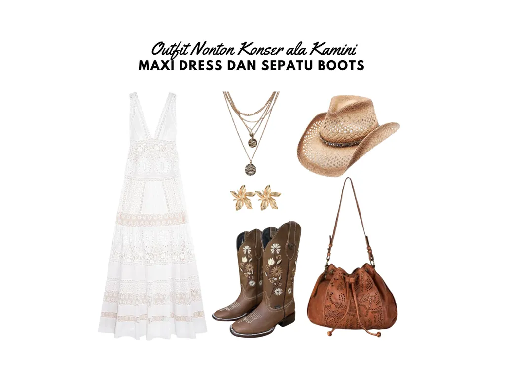 Outfit Nonton Konser - Maxi Dress dan Sepatu Boots_