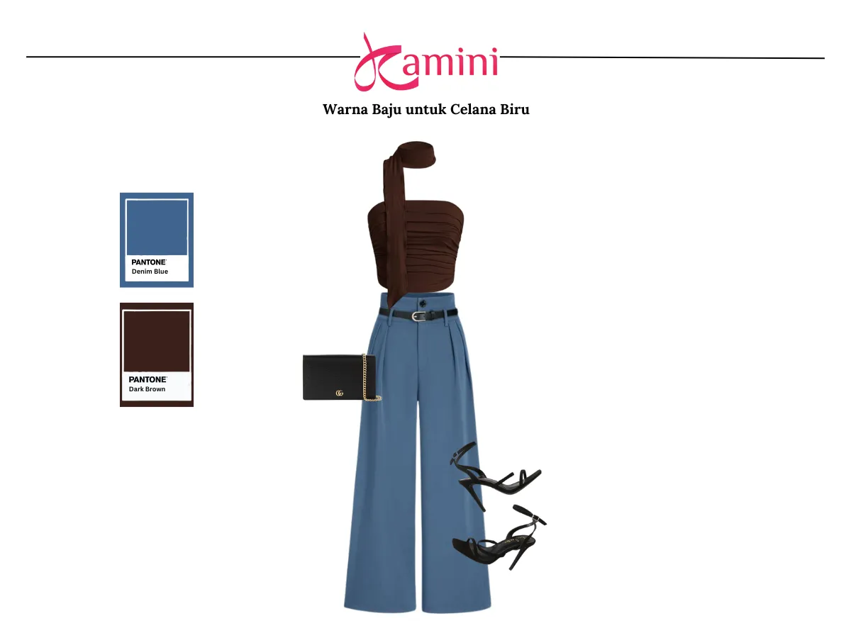 Celana Biru dan Bau Warna Dark Brown_