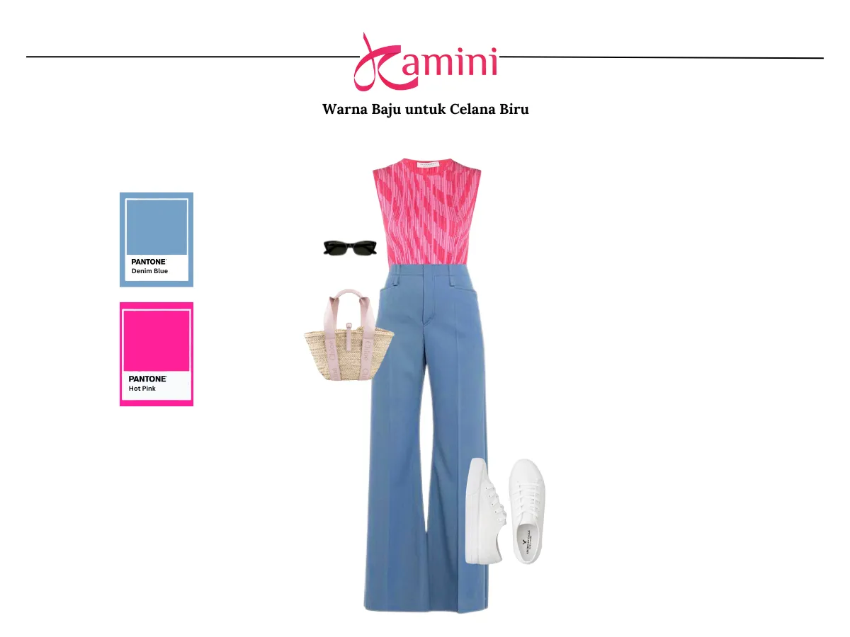 Celana Biru dan Bau Warna Hot Pink_