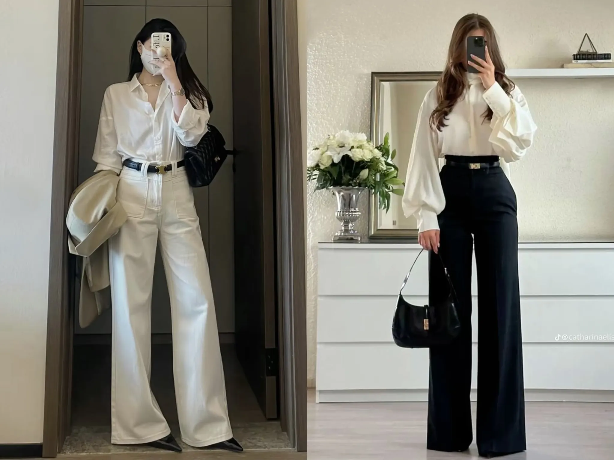 1. Kemeja Polos dan Celana High Waist_