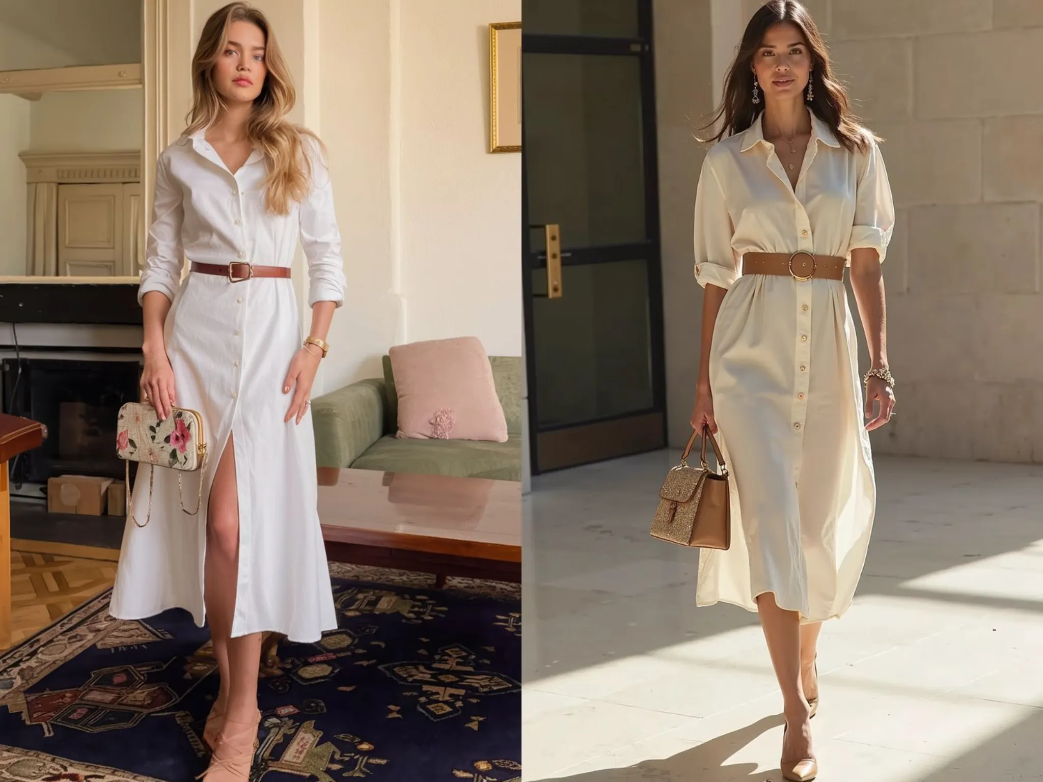 3. Dress Lengan Panjang dan Belt Tipis_