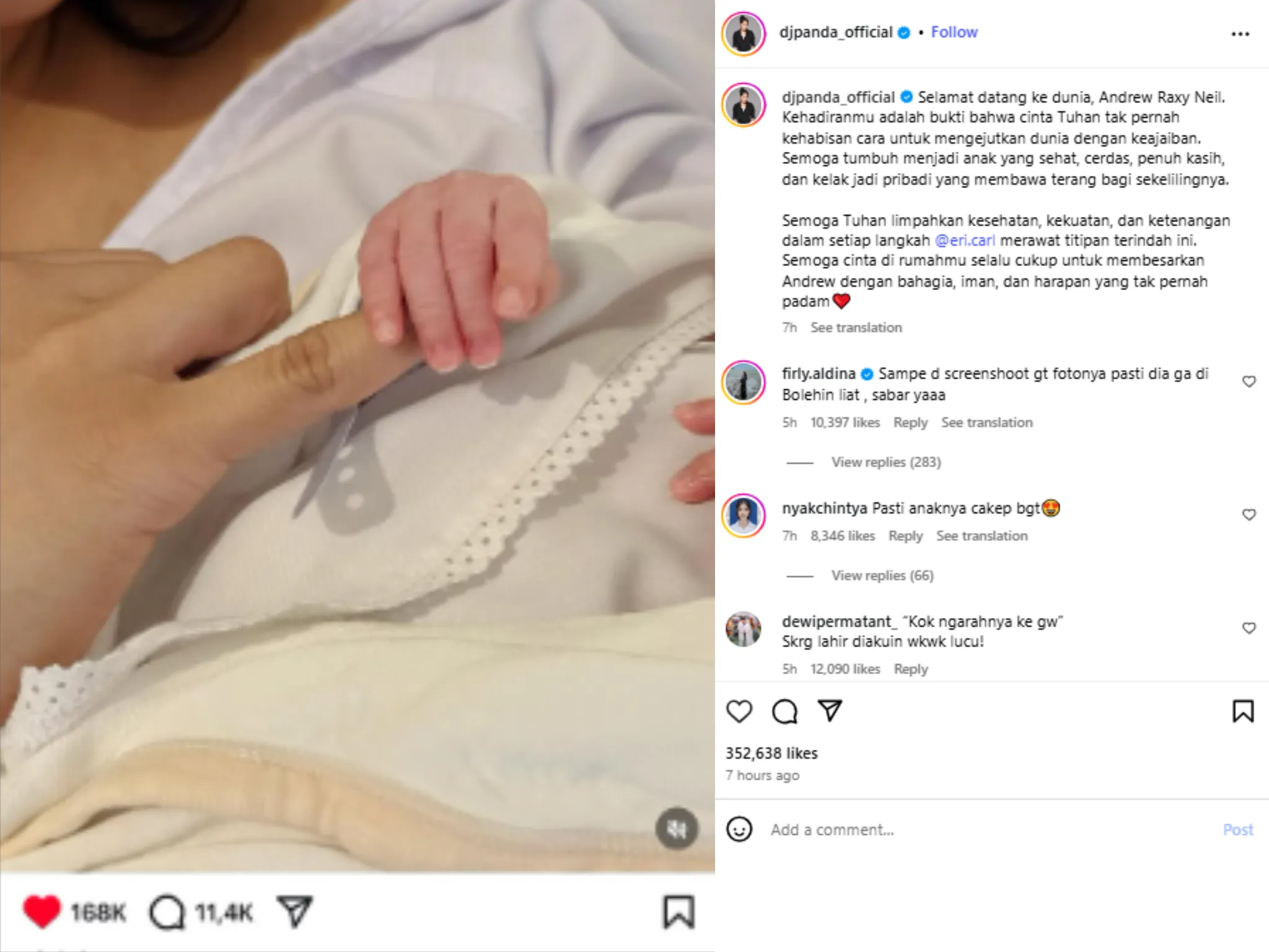 Tak Hadir Saat Persalinan, DJ Panda Tulis Doa Haru untuk Anak Erika Carlina_