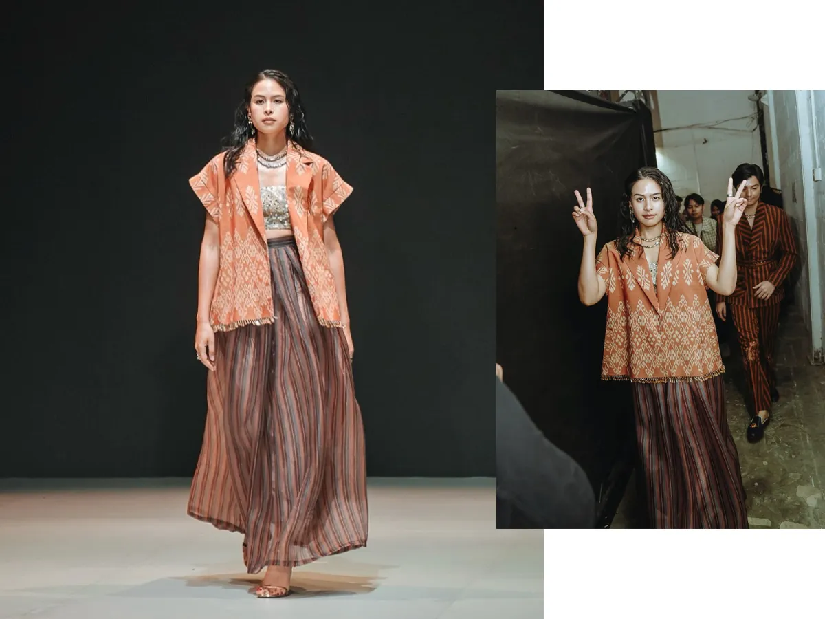 Pesona Maudy Ayunda di PIFW 2025, Anggun Kenakan Busana Kain Ikat dan Sasirangan_