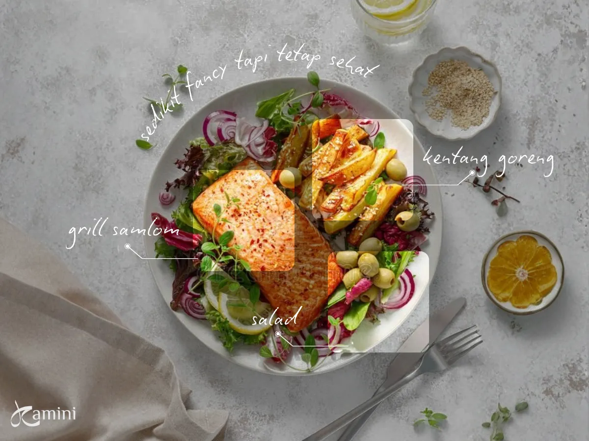 2. Salmon Grill + Kentang Rebut + Salad