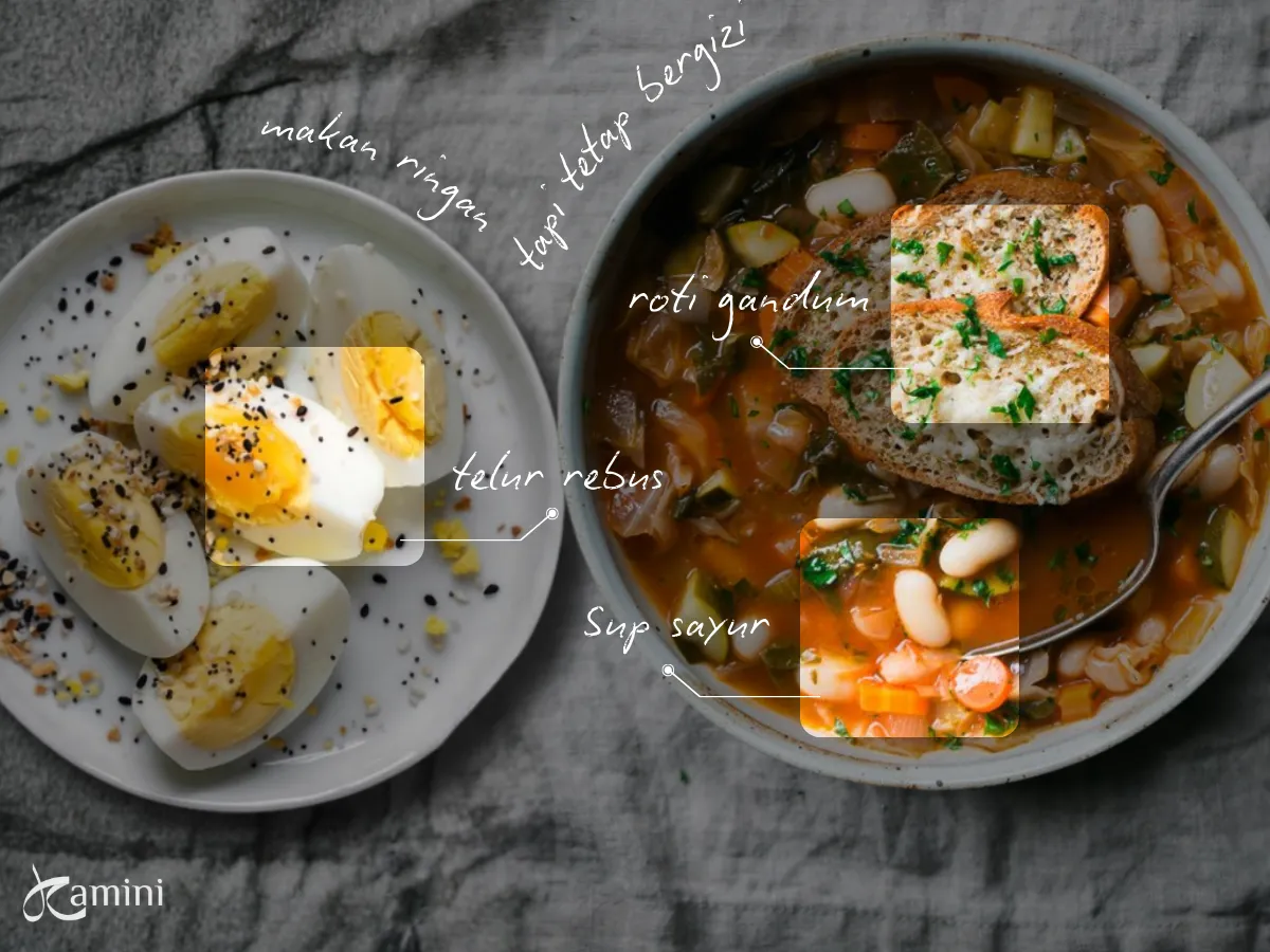 5. Sup Sayur + Telur Rebus + Roti Gandum